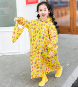 Children Raincoat With Schoolbag Seat And Poncho Rain Gear, Size:M(Yellow)