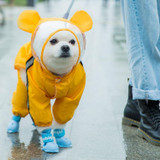 Pet Cartoon Pattern Waterproof All-inclusive Four-leg Raincoat, Size:S(Yellow Bear)