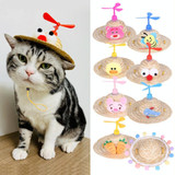 2 PCS Pet Bamboo Dragonfly Straw Hat Headdress Cat Dog Decoration, Size: M(Piggy)