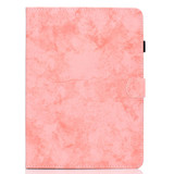 For Huawei MatePad T8 Marble Style Cloth Texture Tablet PC Protective Leather Case with Bracket & Card Slot & Pen Slot & Anti Skid Strip(Pink)