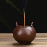 Binaural Incense Burner Pure Copper Household Small Indoor Antique Incense Burner, Style:Hand-played Vatican Incense Burner