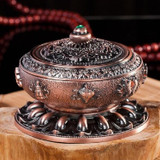 Eight Treasure Incense Burner Homeware Incense Burner Decoration, Size:Large(Pale Red)