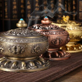 Eight Treasure Incense Burner Homeware Incense Burner Decoration, Size:Large(Pale Red)