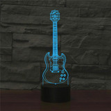 Five-string Guitar Shape 3D Colorful LED Vision Light Table Lamp, 16 Colors Remote Control Version