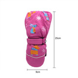 Children Sartoon Deer Rabbit Print Pattern Long Sleeves Windproof and Waterproof Ski Gloves, Size:One Size(Rose Red)