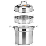 Stockpot Food Grade Material Souppot with Steamer Grid, Specification: 28cm
