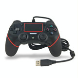 For PS4 Handle Wired Handle Cable Game Controller( Black Red)