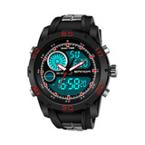 SANDA New Waterproof Luminous Plastic Multi Functional Watch Men Outdoor Sports LED Electronic Watch(Red)