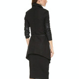 Splicing Sleeves Bandwidth Loose Collar Woolen Coat (Color:Black Size:XXXL)