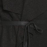 Splicing Sleeves Bandwidth Loose Collar Woolen Coat (Color:Black Size:XXXL)