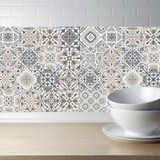 2 PCS Retro Tile Stickers Kitchen Bathroom PVC Self Adhesive Wall Stickers Living Room DIY Decor Wallpaper Waterproof Decoration, Style: Laminating, Size: 100x20cm(MZ039 E)