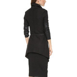 Splicing Sleeves Bandwidth Loose Collar Woolen Coat (Color:Black Size:XL)