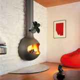 YL-105 4-Blade Aluminum Heat Powered Fireplace Stove Fan(Black)