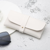 Fashion Portable Glasses Case Magnetic PU Leather Foldable Glasses Box for Eyeglass Oversize Sunglasses(White)