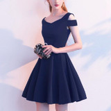 Summer Slim Party Banquet Dress Birthday Party Dress, Size:M(Navy)