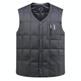 White Duck Down Jacket Vest Men Middle-aged Autumn Winter Warm Sleeveless Coat, Size:L(Grey)