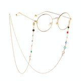 Star Style Stained Glass Presbyopic Myopic Eyeglasses Chain(Gold)