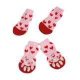 2 Pairs Pet Dog Puppy Cat Shoes Slippers Non-Slip Socks Pet Cute Indoor for Small Dogs Cats Snow Boots Socks, Size:M(Light Red)