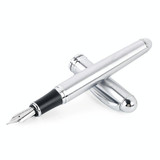 X750 Stationery Stainless Steel Fountain Pen Medium Nib Ink Pens School Oiifice Gift, Nib Size:1.1mm(Silver)