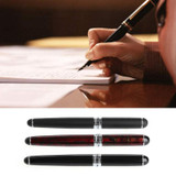 X750 Stationery Stainless Steel Fountain Pen Medium Nib Ink Pens School Oiifice Gift, Nib Size:1.1mm(Red Pattern)