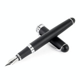 X750 Stationery Stainless Steel Fountain Pen Medium Nib Ink Pens School Oiifice Gift, Nib Size:0.5mm(Matte Black)