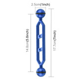 PULUZ 7.0 inch 17.7cm Aluminum Alloy Dual Balls Arm, Ball Diameter: 25mm(Blue)