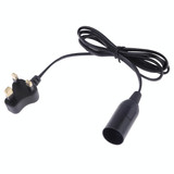 E14 Wire Cap Lamp Holder Chandelier Power Socket with 1.2m Extension Cable, Small UK Plug(Black)