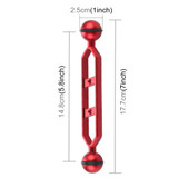 PULUZ 7.0 inch 17.7cm Aluminum Alloy Dual Balls Arm, Ball Diameter: 25mm(Red)