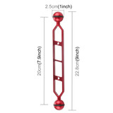 PULUZ 9.0 inch 22.8cm Aluminum Alloy Dual Balls Arm, Ball Diameter: 25mm(Red)