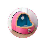 Pet Dog Cat  Warm Soft Bed Pet Cushion Dog Kennel Cat Castle Foldable Puppy House with Toy Ball, Size:L(Pink)
