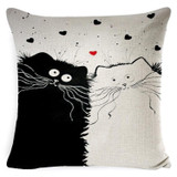 MUQGEW Vintage White and Black Cat Dog Cute Pillow Sofa Cushion Home Car Decor(3)