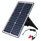 HAWEEL Portable 20W Monocrystalline Silicon Solar Power Panel Charger, with USB Port & Holder & Tiger Clip, Support QC3.0 and AFC(Black)