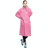 Fashion Adult Lightweight EVA Transparent Frosted Raincoat Big Hat With Pocket Size: L(Pink)