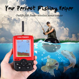 XJ-01 Wireless Fish Detector 125KHz Sonar Sensor 0.6-36m Depth Locator Fishes Finder with 2.4 inch LCD Screen & Antenna, Built-in Water Temperature Sensor