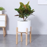 Flower Pot Set Solid Wood Flower Frame + PP Flower Pot(White)