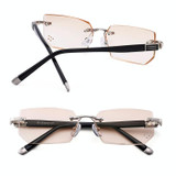 Men Anti Fatigue & Blue-ray Rimless Rhinestone Trimmed Presbyopic Glasses, +2.00D