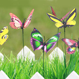 50 PCS Colorful Butterflies Garden Ornament Flowerpot Plant Decor Butterfly Stick Garden Decoration Simulation Butterfly, Random Color Delivery