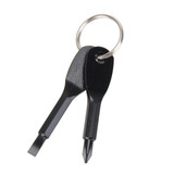 Outdoor Portable 2 in 1 Slotted + Cross Screwdriver Set Tool with Keyring(Black)