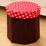 Household Multifunctional Folding Seating Storage Stool(Red)