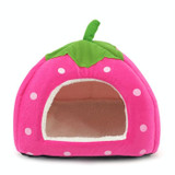Strawberry Shaped Foldable Short Plush Pet House Nest, Size: S(Pink)