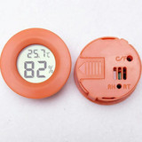 Digital Round Shaped Reptile Box Centigrade Thermometer & Hygrometer with Screen Display (Orange)