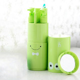 Creative 5 in 1 Portable Gargle Cup Shampoo Sub-Bottle Comb Make-up Mirror Travel Wash Kits, Standard Sets(Green)