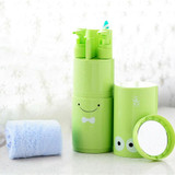 Creative 7 in 1 Portable Gargle Cup Shampoo Sub-Bottle Towel Toothbrush Comb Make-up Mirror Travel Wash Kits, Affordable Sets(Green)