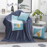 Deer Pattern Multifunctional Plush Blanket Square Pillow Quilt Office Car Pillow Cushion, Size : L