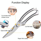 10 inch Kitchen Poultry Fish Chicken Bone Stainless Steel Cutter Cook Gadget Shear, Blister Package