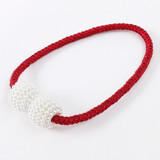 2 PCS Fashion Adornments Pearl Magnetic Buckle Curtain Strap(Red)