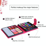 32 Colors Makeup 20 Colors Eye Shadow Makeup Palette + Blush Pressed Powder Frozen Lipstick with Mirror & Brush, Wallet Case Style Set(Pink)
