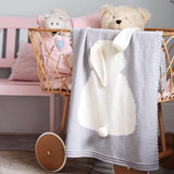 Rabbit Pattern Stereoscopic Ears Baby Knitted Blanket(Baby Blue)