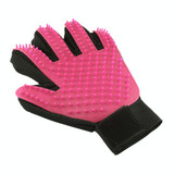 Left Hand Five Finger Deshedding Brush Glove Pet Gentle Efficient Massage Grooming(Pink)