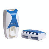 Automatic Toothpaste Dispenser Set with 5 Toothbrush Holder (Blue)
